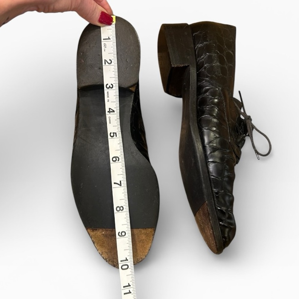 Cole Haan Women’s Black Vintage Croc Embossed Leather Lace-Up Oxford Shoes 8.5 - Picture 12 of 12